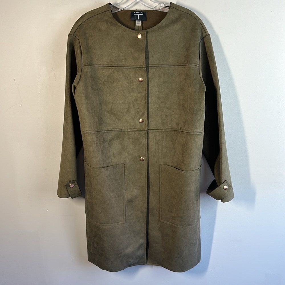 T Tahari Green Faux Leather Jacket Size M
